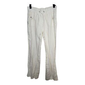 GUESS Womens 100% Linen Pants Size Large White Pull On Beach Pool